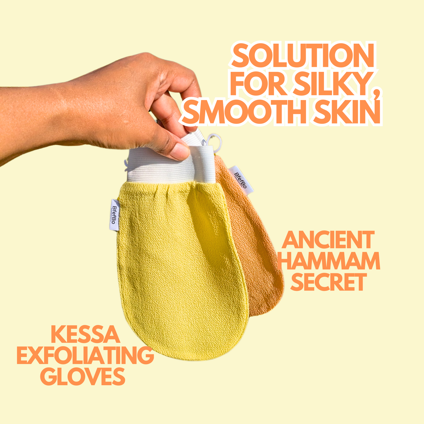 Kessa Exfoliating Gloves - Yellow Orange