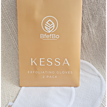 Load image into Gallery viewer, BfefBo Kessa Exfoliating gloves, 2 pack, white, ultra-coarse hammam mitt, plant based
