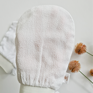 BfefBo Kessa Exfoliating gloves, 2 pack, white, ultra-coarse hammam mitt, plant based