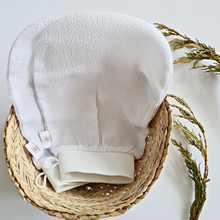 Load image into Gallery viewer, BfefBo Kessa Exfoliating gloves, 2 pack, white, ultra-coarse hammam mitt, plant based
