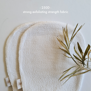 BfefBo Kessa Exfoliating gloves, 2 pack, white, ultra-coarse hammam mitt, plant based