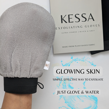 Load image into Gallery viewer, BfefBo Kessa Exfoliating Gloves, Black &amp; Grey, Ultra-coarse hammam mitt, Plant-based
